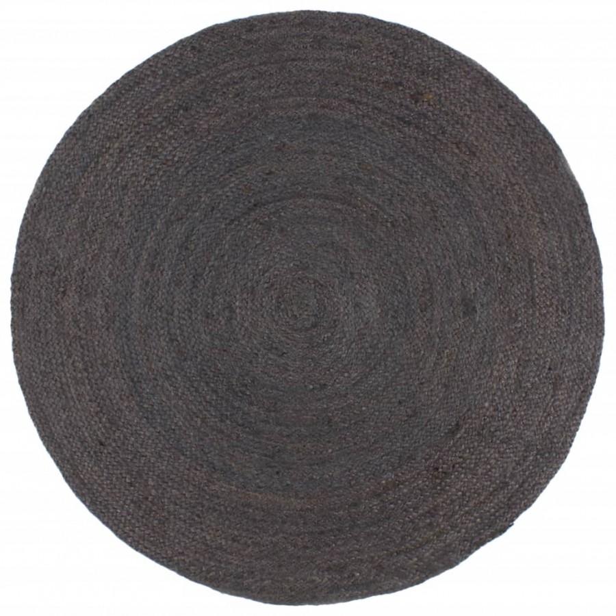 Tapis fait à la main Jute Rond 210 cm Gris foncé