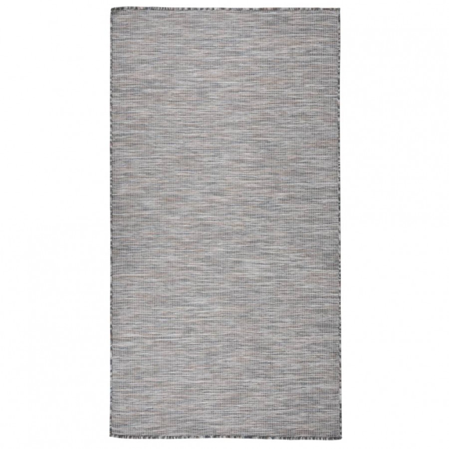 Tapis à tissage plat d'extérieur 80x150 cm Marron et bleu