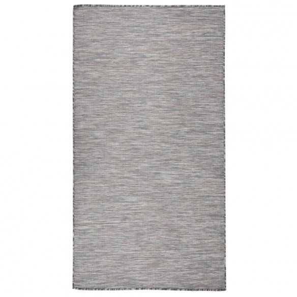 Tapis à tissage plat d'extérieur 80x150 cm Marron et bleu