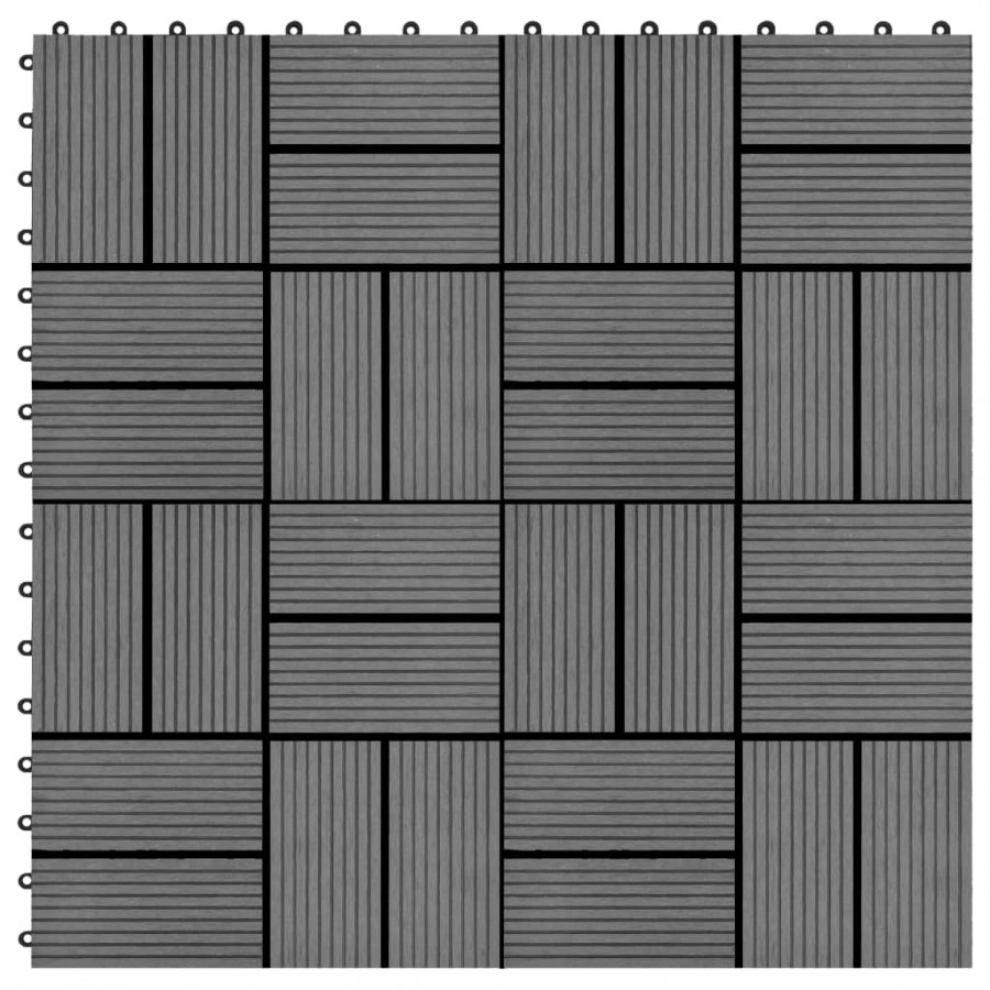 Carreaux de terrasse 22 pcs 30 x 30 cm 2 m² WPC Gris