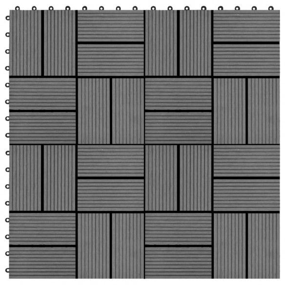 Carreaux de terrasse 22 pcs 30 x 30 cm 2 m² WPC Gris