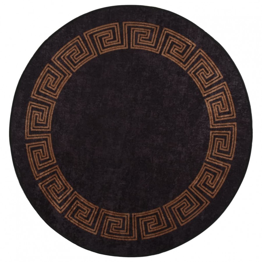 Tapis lavable antidérapant φ120 cm noir et doré