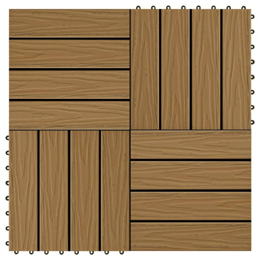 Carreau de terrasse en relief 11 pcs WPC 30x30 cm 1 m²