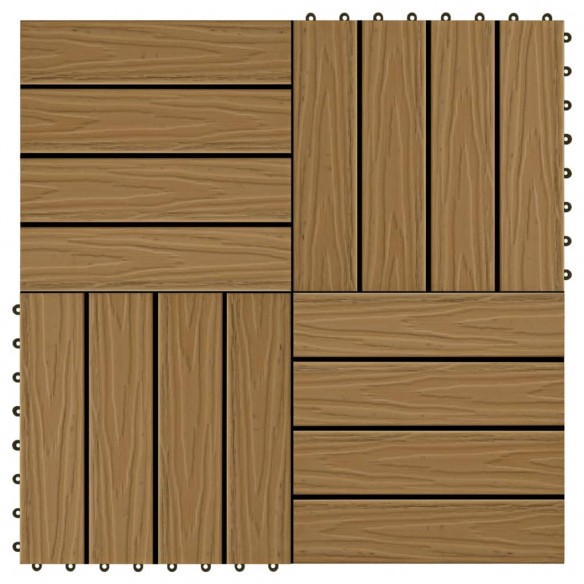 Carreau de terrasse en relief 11 pcs WPC 30x30 cm 1 m²