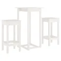 Ensemble de bar 3 pcs Blanc Bois de pin massif