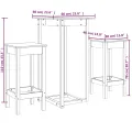 Ensemble de bar 3 pcs Blanc Bois de pin massif