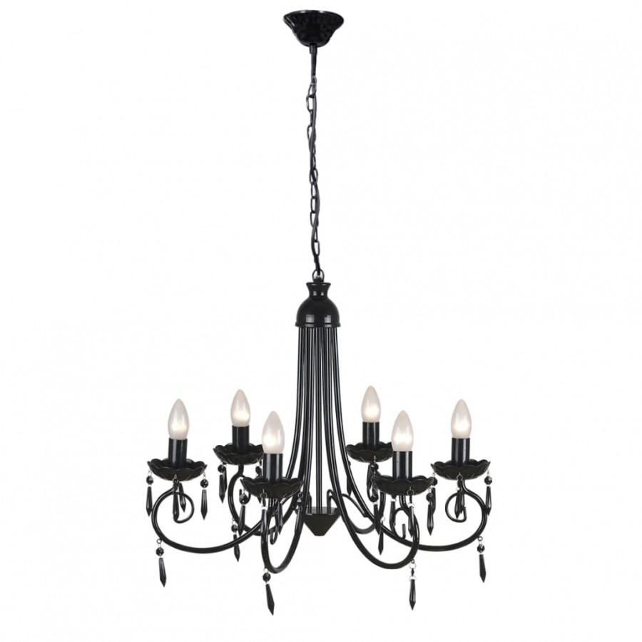 Lustre suspendu Noir 6 douilles d'ampoule