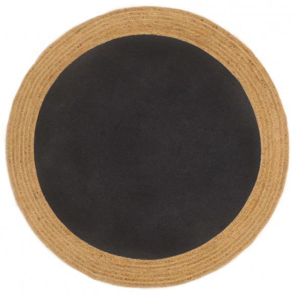 Tapis tressé Noir et naturel 120 cm Jute et coton Rond