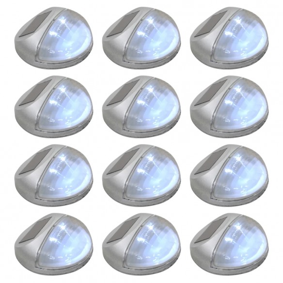 Lampe solaire murale à LED d'extérieur 12 pcs Rond Argenté