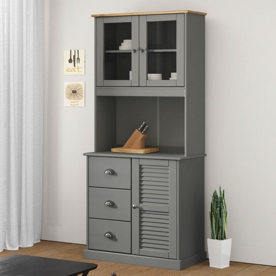 Dessus de commode VIGO gris 78x30x100 cm bois massif de pin