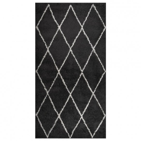 Tapis shaggy à poils longs Crème et anthracite 80x150 cm