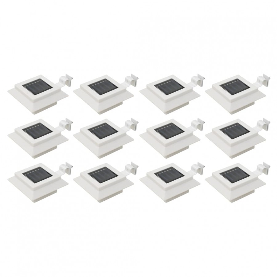 Lampes solaires à LED carrées d'extérieur 12 pcs 12 cm Blanc