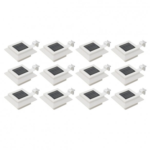 Lampes solaires à LED carrées d'extérieur 12 pcs 12 cm Blanc