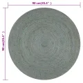 Tapis fait à la main Jute Rond 90 cm Vert olive