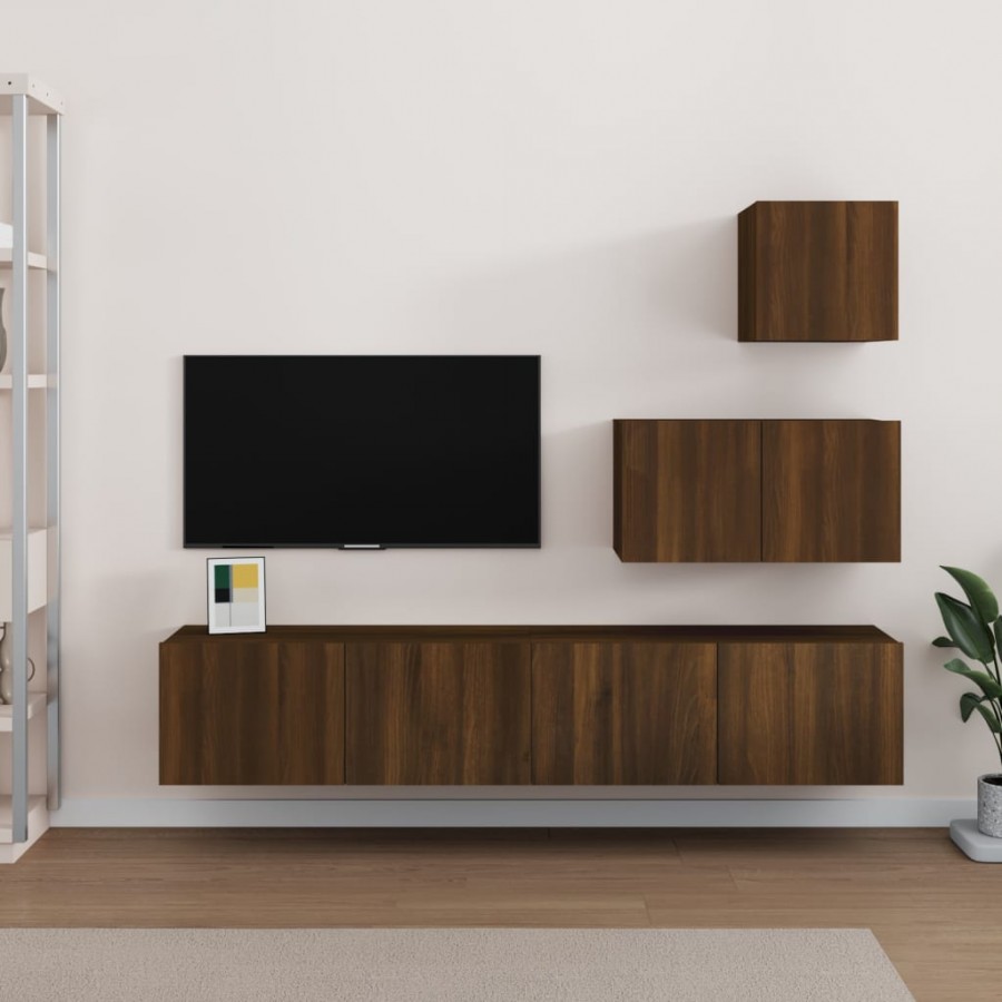 Ensemble de meubles TV 4 pcs Chêne marron Bois d'ingénierie