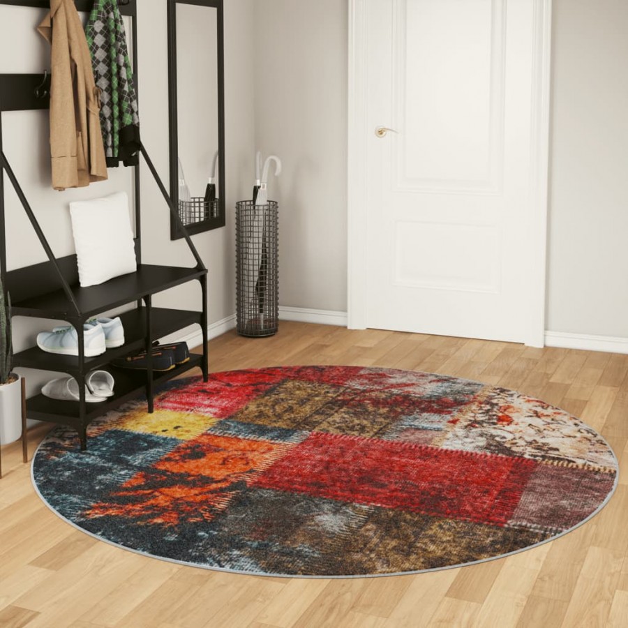 Tapis lavable multicolore Ø 200 cm antidérapant