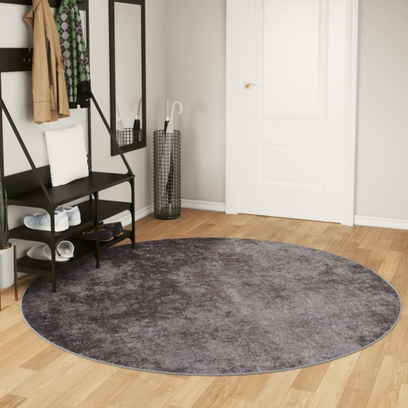 Tapis lavable gris Ø 200 cm antidérapant