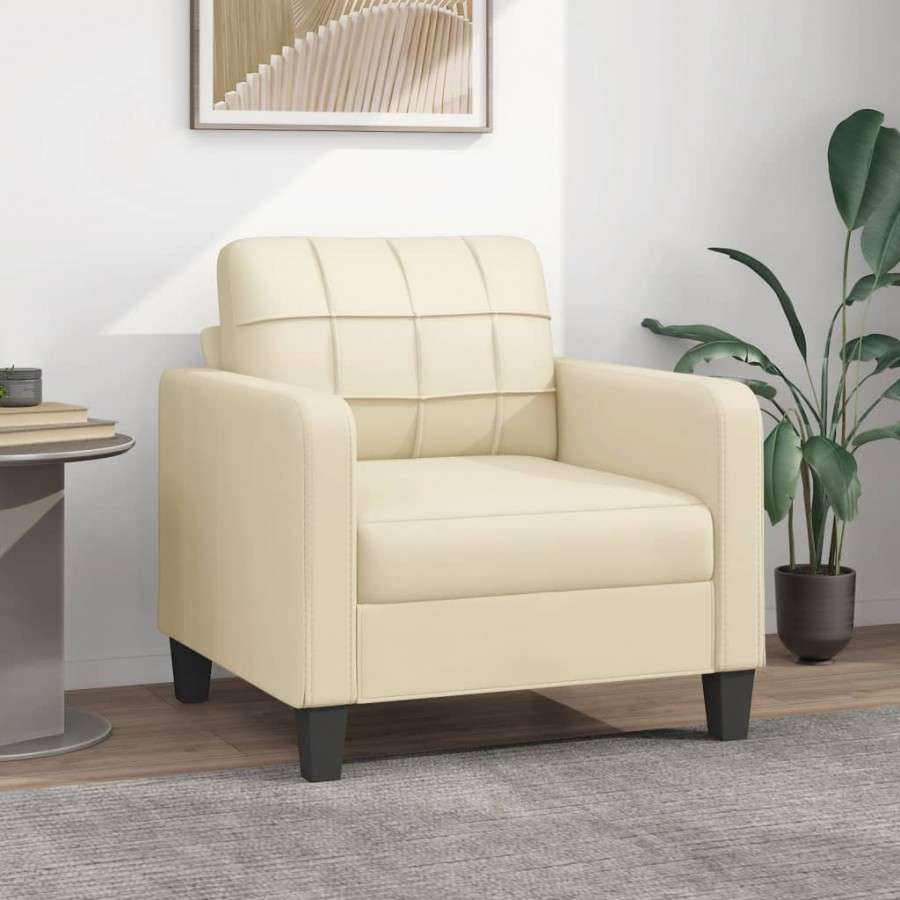 Fauteuil Crème 60 cm Similicuir