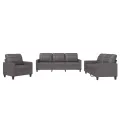 Ensemble de canapés 3 pcs avec coussins Gris Similicuir