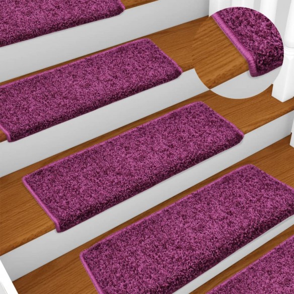 Tapis d'escalier 15 pcs 65x21x4 cm Violet