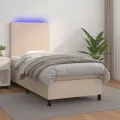 cadre de lit avec matelas et LED Cappuccino 90x190cm