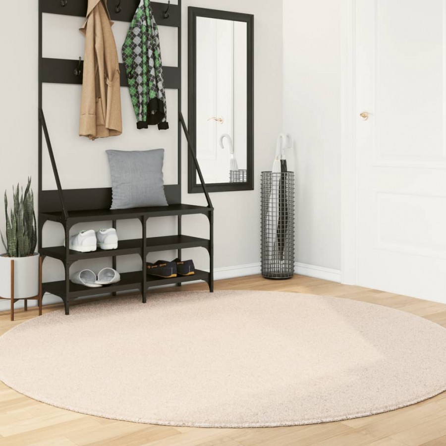 Tapis HUARTE à poils courts doux et lavable beige Ø 200 cm