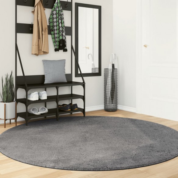 Tapis HUARTE à poils courts doux et lavable anthracite Ø 200 cm