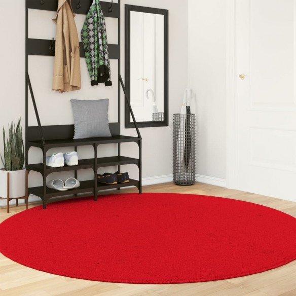 Tapis HUARTE à poils courts doux et lavable rouge Ø 200 cm