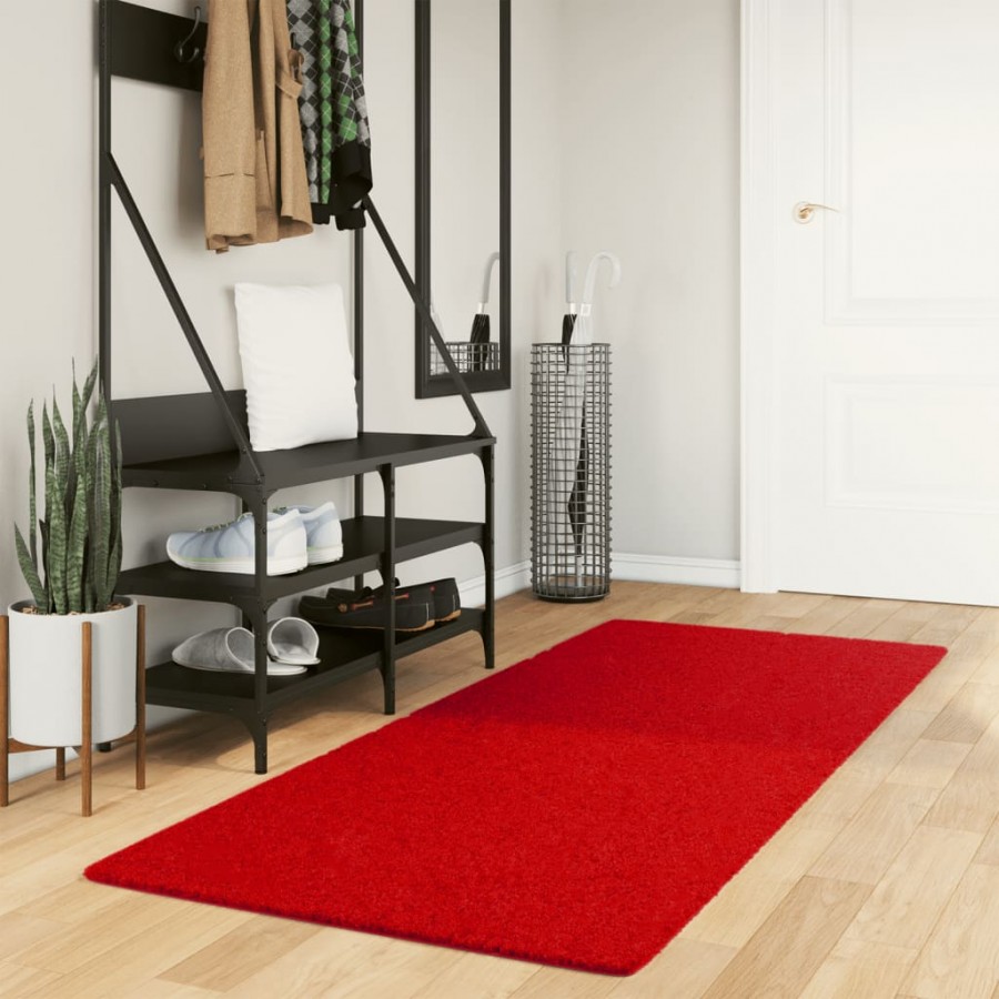 Tapis OVIEDO à poils courts rouge 80x200 cm