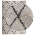 Tapis shaggy à poils longs moderne beige anthracite 140x200 cm