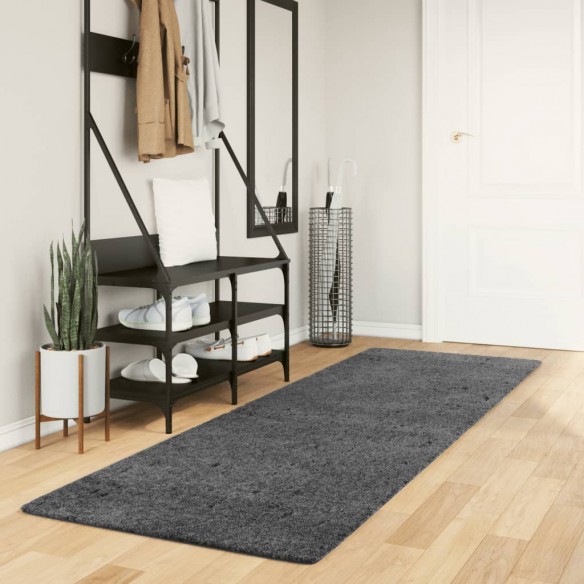 Tapis OVIEDO à poils courts anthracite 80x250 cm