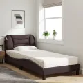 Lit avec matelas marron foncé 90x200 cm tissu
