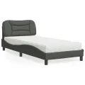 Lit avec matelas gris foncé 80x200 cm tissu