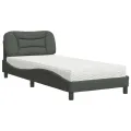Lit avec matelas gris foncé 80x200 cm tissu
