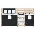Lit superposé avec rideaux blanc/noir 90x190 cm bois pin massif