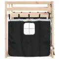 Lit superposé avec rideaux blanc/noir 90x190 cm bois pin massif
