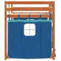 Lit superposé avec rideaux bleu 80x200 cm bois pin massif