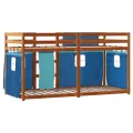 Lit superposé avec rideaux bleu 80x200 cm bois pin massif