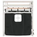 Lit superposé avec rideaux blanc/noir 90x190 cm bois pin massif