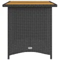 Table de jardin et dessus en bois noir 110x68x70 cm poly rotin