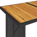 Table de jardin et dessus en bois noir 110x68x70 cm poly rotin