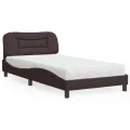 Lit avec matelas marron foncé 100x200 cm tissu
