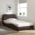 Lit avec matelas marron foncé 100x200 cm tissu