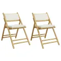 Chaises de bistro pliantes lot de 2 et coussins blanc crème