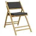 Chaises de bistro pliantes lot de 2 coussins gris foncé bambou