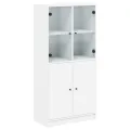 Buffet haut avec portes blanc 68x37x142 cm bois d'ingénierie