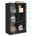 Buffet haut avec portes noir 68x37x109 cm bois d'ingénierie
