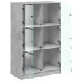 Buffet haut avec portes gris béton 68x37x109 cm bois ingénierie