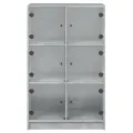 Buffet haut avec portes gris béton 68x37x109 cm bois ingénierie