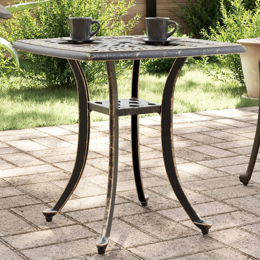 Table de jardin bronze 53x53x53 cm aluminium coulé